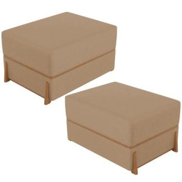 Imagem de Kit 02 Puffs Decorativo Retangular Para Sala de Estar Domus L02 Linho 