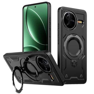 Imagem de MRRSIWEI Capa magnética para Xiaomi Redmi K80 5G / Poco F7 Pro, proteção de nível militar, resistente, com suporte de anel giratório para Xiaomi Redmi K80 Pro 5G / Poco F7 Ultra. Capa preta
