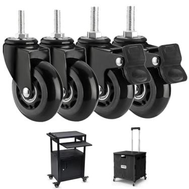 Imagem de Rodízio De Haste Giratória Silenciosa De 75 Mm Com Freio Rodízios Giratórios De Carrinho Para Serviço Pesado Rodas Parafuso De Rodízio De Móveis De Substituição M8, 2 Braked+2 Swivel, M10*25mm