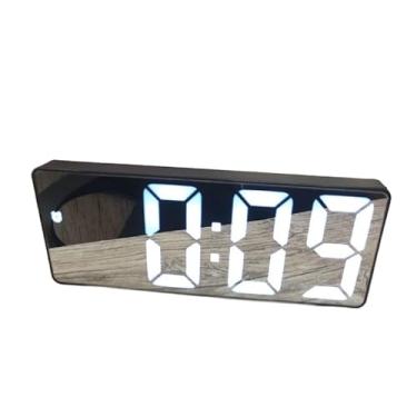 Imagem de Relógio Despertador Digital De Mesa 16X2.5X6cm Decorativo Alarme Temperatura Pilha AAA Usb Preto(1 PEÇA)