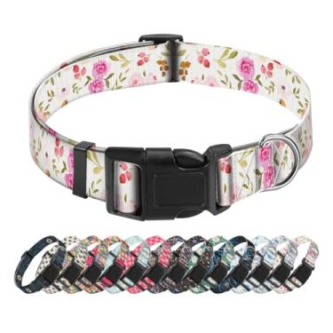 Imagem de SXboxing Coleira para cães, coleira fofa para cães pequenos, médios e grandes, coleiras macias personalizadas para animais de estimação com fivela de liberação rápida para caminhada, corrida, flores