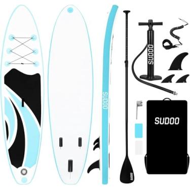 Imagem de SUDOO Prancha de stand up paddle inflável 10'x30 x6 prancha de stand up paddle ultraleve para adultos e jovens com mochila, bomba, remo, trela de bobina, nadadeiras triplas, kit de reparo
