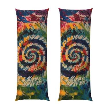 Imagem de Capa de travesseiro corporal com zíper oculto, fronha longa de microfibra macia e respirável para travesseiro corporal, capas de travesseiro tie dye em espiral coloridas para dormir presente para cama