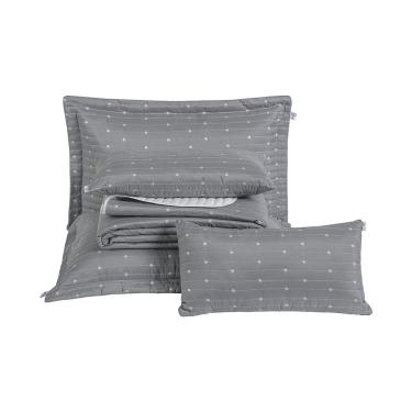 Imagem de Kit Cobre Leito King 7 Peças Bordado Urbany Hipercal 400 Fios 100% Poliéster - Cinza