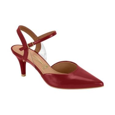 Imagem de Scarpin Aberto Atrás com Detalhe em Vinil Vizzano (Cherry, BR, Adulto, Numérico, 39)