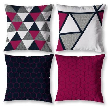 Imagem de Kit 4 Almofadas Cheias 40cm x 40cm Decorativas Estampadas Digital Colo