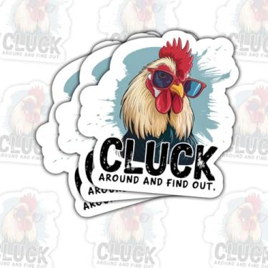Imagem de Adesivo de 3 peças Cluck Around and Find Out Funny Chicken Gift for Chicken Lovers Animal Fans Cluck Around and Find Out Adesivos Galo, Galinha, Galinhas, Decalque de Carro para Laptop Garrafa de Água