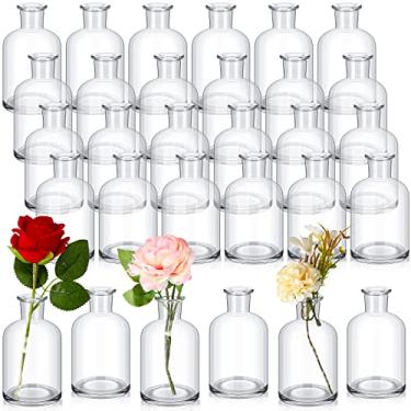 Imagem de Lallisa 60 peças de pequenos vasos de vidro, mini vasos de flores a granel para centros de mesa, garrafas de vidro decorativas, decoração rústica vintage, para mesa de jantar de casamento, decoração