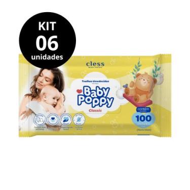 Imagem de Kit Lenço Umedecido Baby Poppy Classic 600 lenços (6x100)