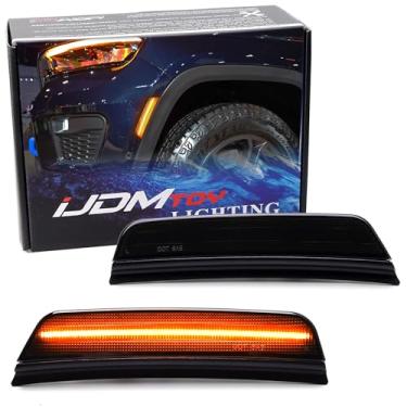 Imagem de iJDMTOY Lente fumê preta 36-SMD Amber Full LED Front Bumper Side Marker Kit de luz compatível com Jeep 2021-up Grand Cherokee, substitui OEM Amber Front Sidemarkers