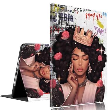 Imagem de Capa para Samsung Galaxy Tab A9 Plus 11 polegadas 2023, capa fina e dobrável com hibernar/despertar automático para Galaxy Tab A9+ 11'2023 (SM-X210/X216/X218), mulher afro-americana rosa