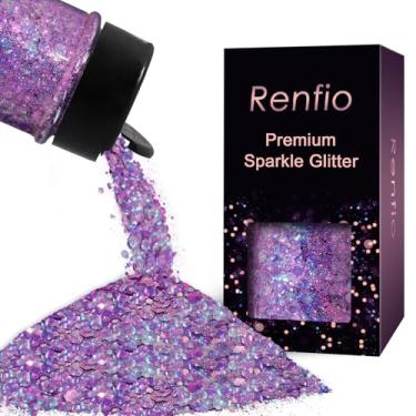 Imagem de Renfio Chameleon Mermaid Chunky Glitter, 50 g, 3D, holográfico, roxo, grosso, para copo de globo de neve, artesanato, resina, unha, geleca, decoração de festivais