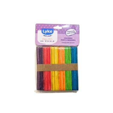 Imagem de Palito De Picolé Colorido Ponta Redonda 100 Unidades LYKE