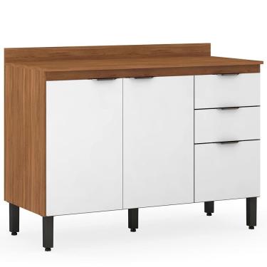 Imagem de Balcão Demóbile Firenze com 3 Portas, 2 Gavetas e 1 Prateleira - Amêndola/Branco