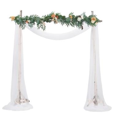 Imagem de BOYOUTH Cortinas de voile transparente para casamento, cortina de tule longo de tule para festas de aniversário, cerimônias, recepção, palco, decoração, branca, 150 x 500 cm, 1 painel