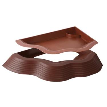 Imagem de Generic Tigela de água para répteis, tigela de alimentação com rampas, acessório decorativo para tanque, prato de comida para tartaruga, piscina de banho para, Marrom