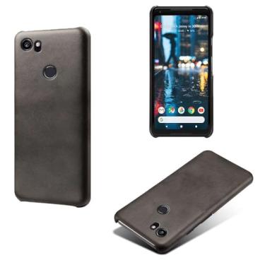 Imagem de Capa para Google Pixel 2XL,Proteção contra quedas,Casca de volta de cor sólida simples,Design de couro de imitação de plástico-Black