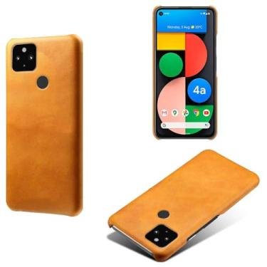 Imagem de Capa para Google Pixel 5A 5G,Proteção contra quedas,Casca de volta de cor sólida simples,Design de couro de imitação de plástico-Orange