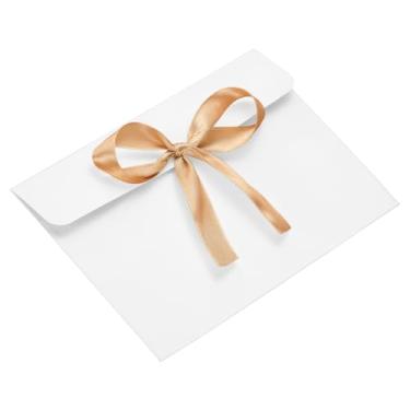 Imagem de PATIKIL Envelope com nó 17,3 cm x 12,7 cm, 20 peças, envelope de convite de cartão de felicitações com fita para convites e cartões comemorativos, presente de Natal, festa de aniversário, branco