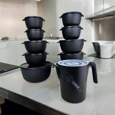 Imagem de 10 Potes Bowl Plástico Com Tampa Mais Jarra Para Suco Livre BPA - Casa