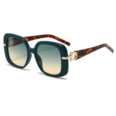 Imagem de HPIRME Óculos de sol femininos da moda, armação grande masculina, proteção e proteção (6164-C6)