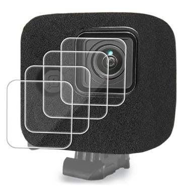 Imagem de FitStill Capa Windslayer e protetor de tela para lente Go Pro Hero 11 Preto Mini, capa com redução de ruído + protetor de tela (pacote com 3) + tampa de lente (2 unidades), capa protetora Hero 11