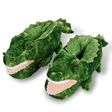 Imagem de ooohyeah Pantufas Femininas De Animais Felpudos, Fofas, Engraçadas, Aconchegantes E Antiderrapantes Espuma Para Mulheres, Swampy, O Jacaré, Tamanho G