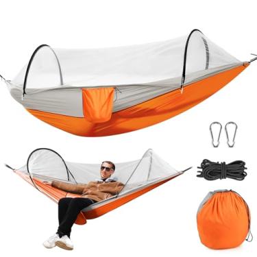 Imagem de Gavzrt 260 x 140 cm Rede de Descanso com Mosquiteiro, Rede de Dormir Camping Construção Rápida, Portátil Dobrável Rede de Árvore Acampamento, Rede Camping com Nylon
