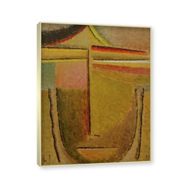 Imagem de NHLDZYH Moldura de champanhe. Impressões de arte Alexej von Jawlensky - Pintura de retrato - (cabeça abstrata 5) - Pôster de decoração de parede vintage. 30 x 40 cm-11,8 x 15,7 pol