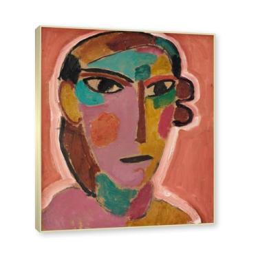 Imagem de NHLDZYH Moldura de champanhe. Impressões de arte Alexej von Jawlensky - Pintura de retrato - (cabeça de uma mulher 6) - Pôster de decoração de parede vintage. 40 x 48 cm - 15,7 x 18,9 pol