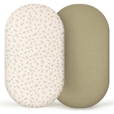 Imagem de lulumoon Lençóis de berço de musselina para bebês: Lençóis de berço de cabeceira de algodão ajustados para Chicco Lullago Anywhere & Baby Bjorn Berço (folha de outono)