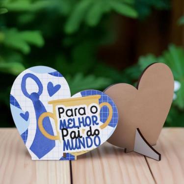 Imagem de Kit 30 Lembrancinhas Coração MDF Celebração Dia dos Pais Especial - R9