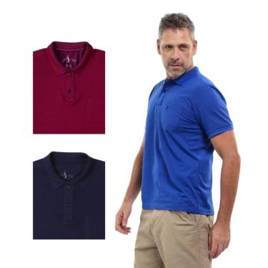 Imagem de Kit 3 Camisa Polo Masculina Pique Premium com Bolso Casual