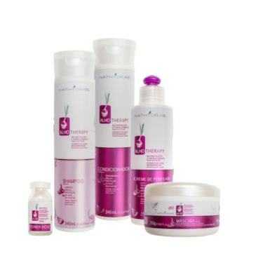 Imagem de Kit Shampoo Creme Completo Reconstrução Fortalecimento Alho - MSA Cosm