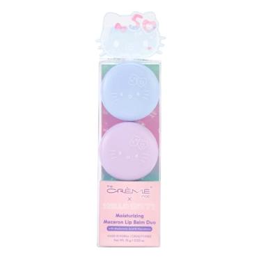 Imagem de The Crème Shop x Bálsamo labial hidratante Macaron da Hello Kitty, protetor labial coreano hidratante, edição limitada de 50 anos, hidratante labial duplo em menta fresca e açaí, cuidados com a pele