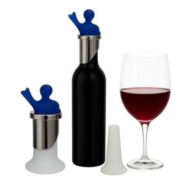 Imagem de Conjunto de 2 Tampas Rolha Vinho Champagne Azul Bugatti