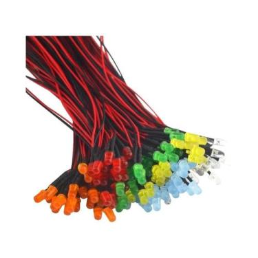 Imagem de Lâmpadas LED 12V 50pcs 5mm 7,1 Polegadas Pré-cabeadas Branco Vermelho 