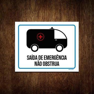Imagem de Kit 10 Placas Saída De Emergência Não Obstrua - Sinalizo.Com