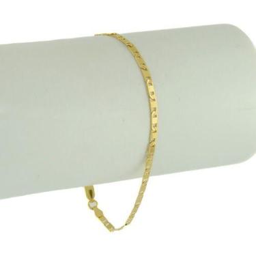 Imagem de Pulseira Feminina Ouro 18k 750 Maciça Piastrine 20 Cm Novidade - JOIE 