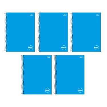 Imagem de Kit com 5 Cadernos Universitário Espiral Tilibra com 96 Folhas Pautadas Zoom Azul Escolar Aula