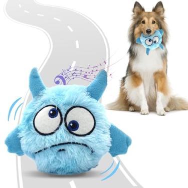 Imagem de Brinquedos interativos para cães para o tédio – brinquedos para cães com bola de pelúcia interativa, brinquedo de bola de cachorro em movimento estridente, brinquedos falantes de tédio para cães