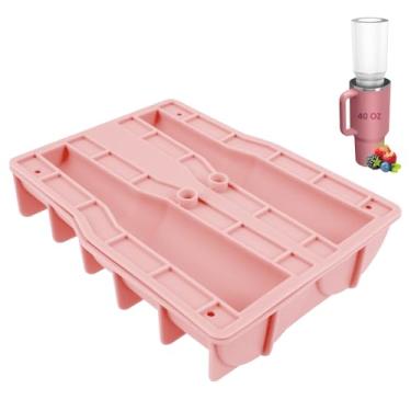 Imagem de ZJRDYYK Bandeja de gelo de silicone para Stanley Cup, molde de gelo Stanley de 1,134 g, moldes de gelo vazados de silicone para bebidas no freezer, suco, uísque, coquetel, café, presentes de verão