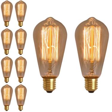 Imagem de Kit 10x Lâmpada Filamento Carbono Retrô Vintage ST64 40W E27 Âmbar Dimerizável (Tensão 220V)