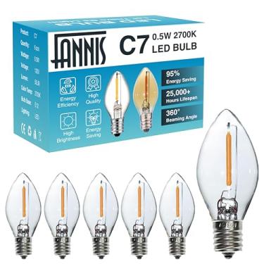 Imagem de Lâmpada noturna, lâmpada de LED C7 com base candelabro E12, equivalente a incandescente 4W 5W 7 Watt para vela de janela, lâmpada de sal, lustre de substituição, branco quente, 2700K, 0,5 watts, transparente, pacote com 6