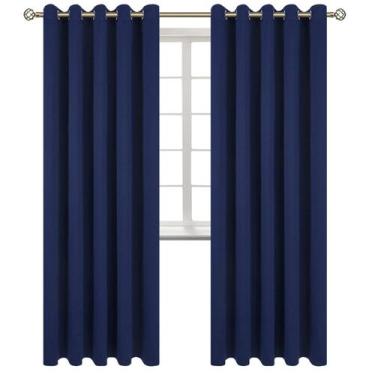Imagem de Cortinas Blackout BGment Grommet com isolamento térmico em azul marinh