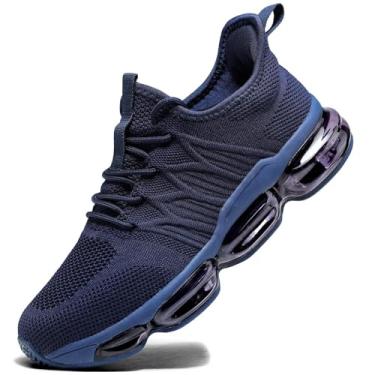 Imagem de Tênis masculino de corrida aéreo, antiderrapante, para treino, casual, esportivo, masculino, tênis de basquete, moda, tênis, esportes, fitness, cross, Z02 Azul, 41