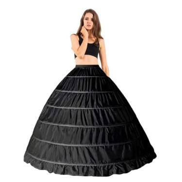 Imagem de Anágua Saiote Armação Vestido de Festa Baile 6 Aros Preto - LM, Preto,