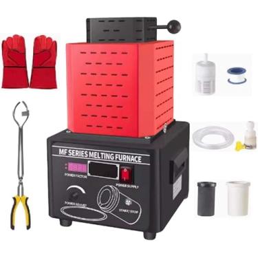 Imagem de 5kw Gold Melting Furnace 2912f Fast Melting Silver Copper Iron Aluminum Tin Eletromagnético Com Cadinho De Grafite Design Seguro Ampla Aplicação, Red, 3KG