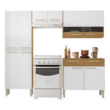 Imagem de Cozinha Com Balcao Nala 222 Cm Freijo Supremo Cp Ripado Freijo Ktp