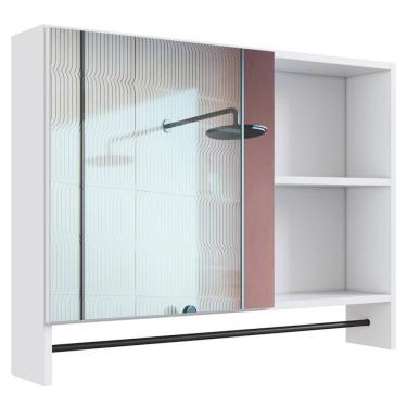 Imagem de Armario Para Banheiro 01 Porta Com Espelho 80cm Branco Proddy